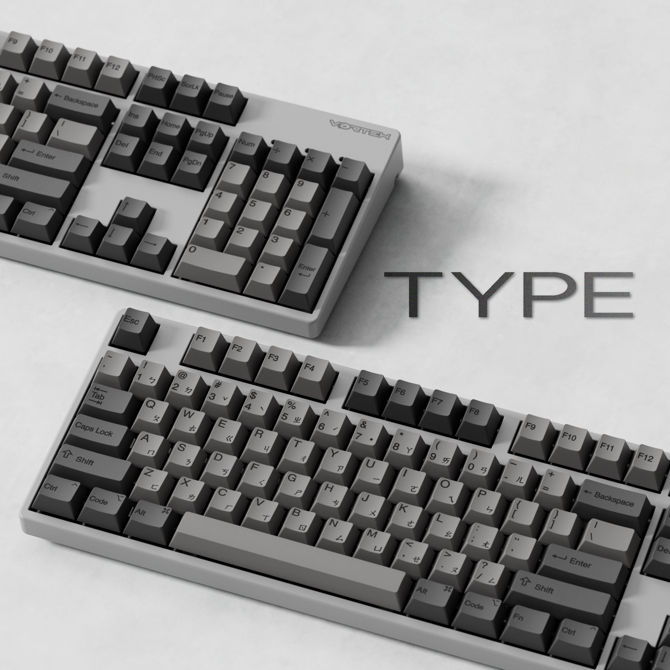 Wireless full-size mechanical keyboard, multi-layout PCB for users to change. Easy remapping and macro through VIA.